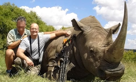 Walter Palmer with a dead white rhino