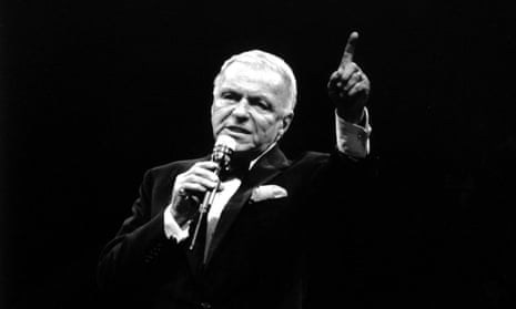 Frank Sinatra on stage at the Docklands Arena in London in 1990. 