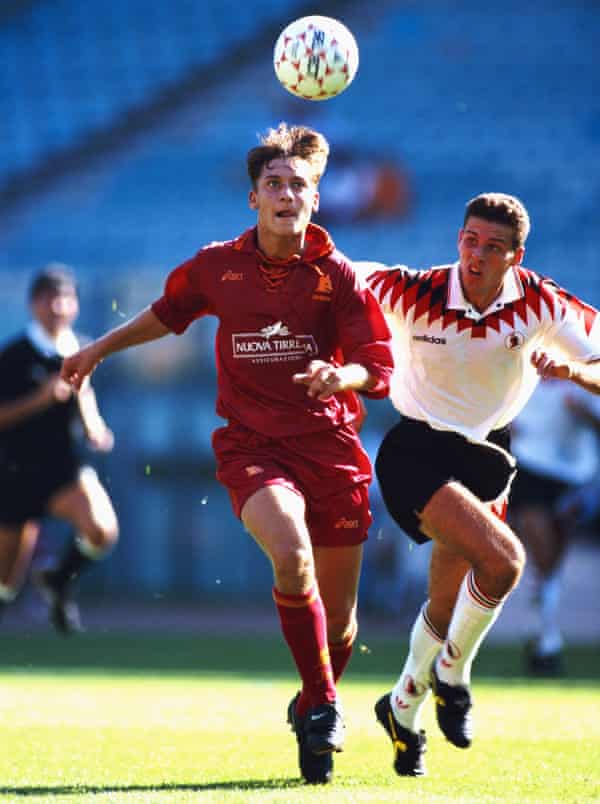 Francesco Totti (left) in action against Foggia in September 1994.