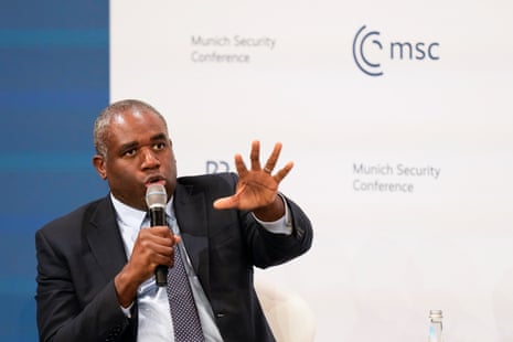 The UK’s foreign secretary David Lammy speaks as part of a panel discussion during the Munich Security Conference on Saturday.