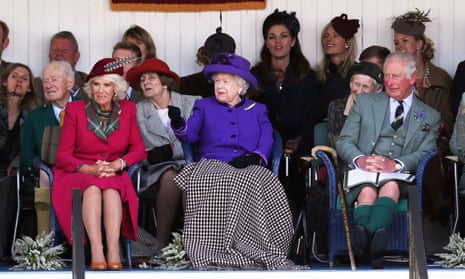 Queen Elizabeth II, along with the Prince of Wales and the Duchess of Cornwall at a previous Braemar Royal Highland Gathering.