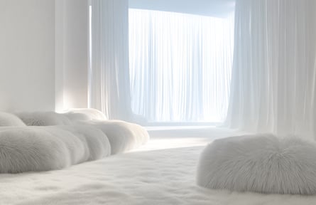 A white room with white furnishings