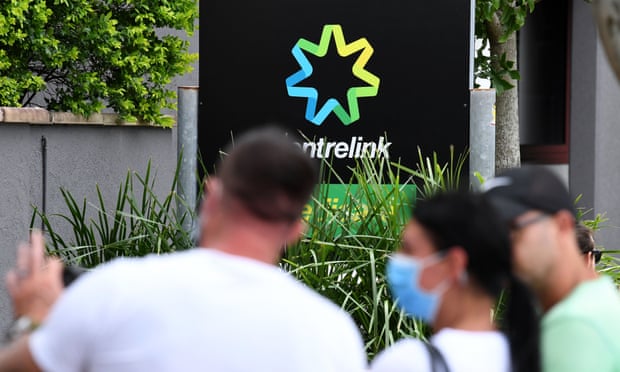 People outside a Centrelink office