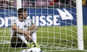 Ireland’s defender Shane Duffy reflects after failing to keep Switzerland’s second goal out of the net deep into injury time.