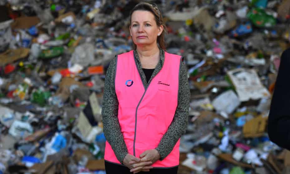 Australia’s environment minister Sussan Ley at a recycling facility in Canberra on 15 July 2020