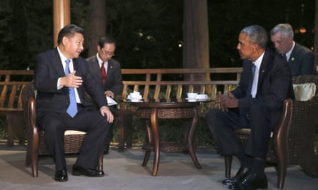Xi Jinping talks with Barack Obama in Hangzhou