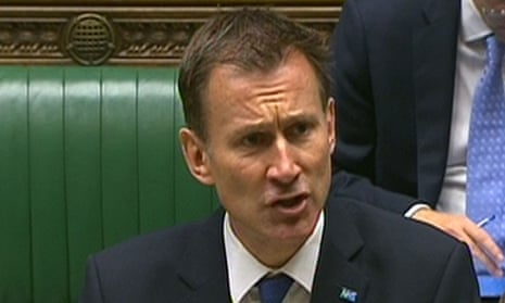 The health secretary, Jeremy Hunt, makes a statement to MPs in the House of Commons