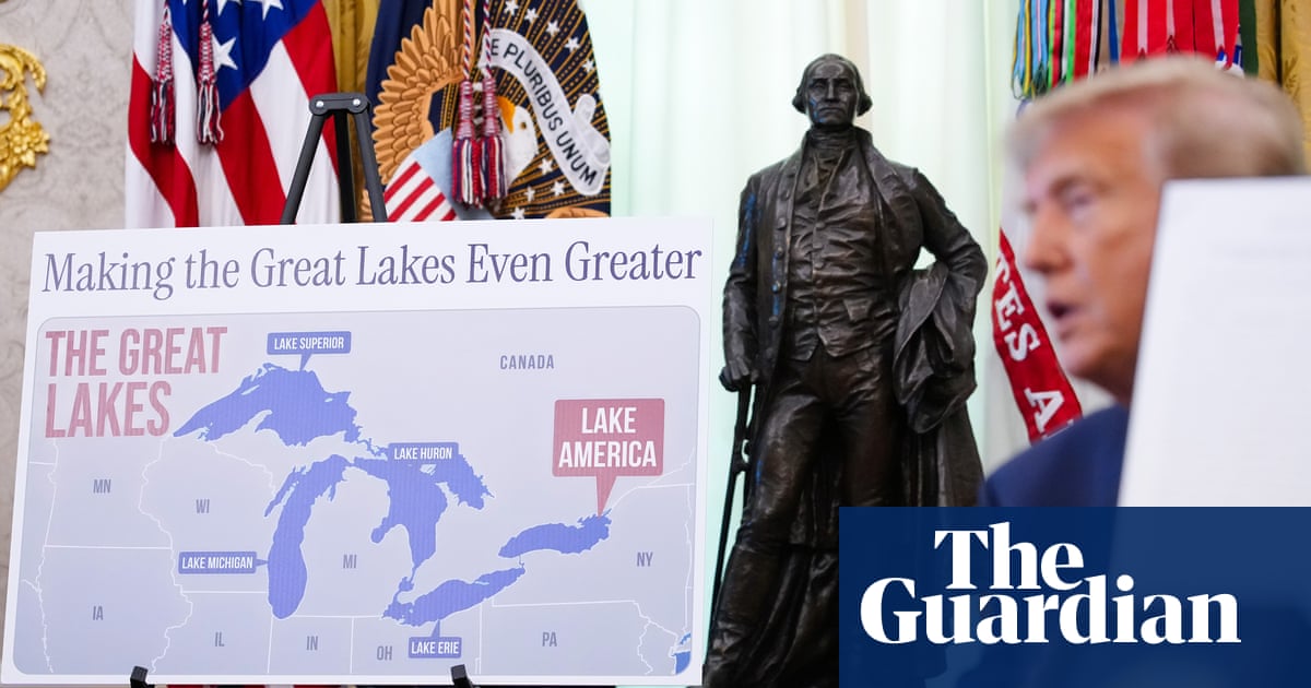 Trump gestures at a map while aides quietly Google “can the president legally rename an ocean.”