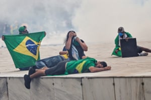 Protesters outside Palácio do Planalto in Brasilia, Brazil.
