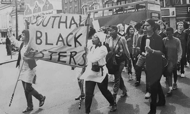 Minorities came together to fight racism: Southall Black Sisters marching in the 1980s.