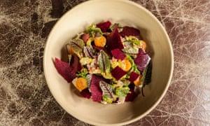 Bowl of food from El Chato Bogotá, Colombia, as seen from above.