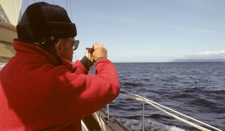 Captain Roger Swanson navigates, without the benefit of satellite navigation.