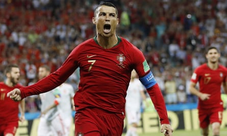 Cristiano Ronaldo celebrates after scoring for Portugal against Spain in the 2018 World Cup