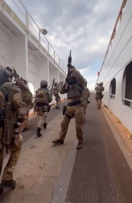 Italian special forces in action on the Galata Seaways.