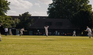 Graces Cricket ClubAsad Ali (center) after bowling a ball to his opponent.