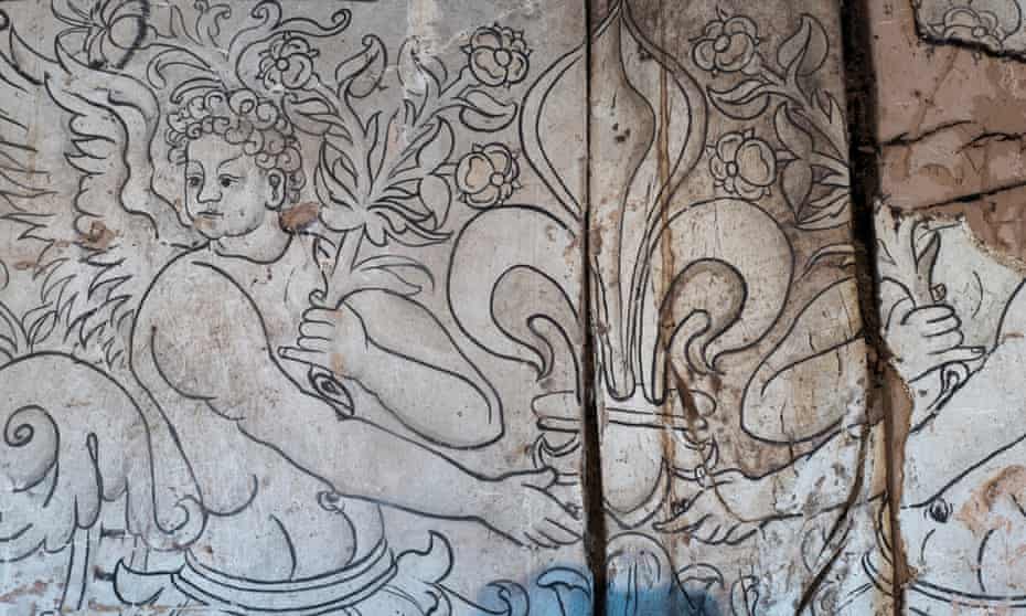 One of the Renaissance wall paintings at Church House Farm in Herefordshire.