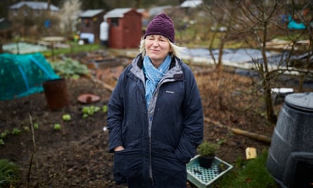 Sally Goldsmith on her allotment in Totley, Sheffield.