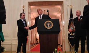 Trump congratulates Brett Kavanaugh on his swearing-in as a supreme court justice in October.