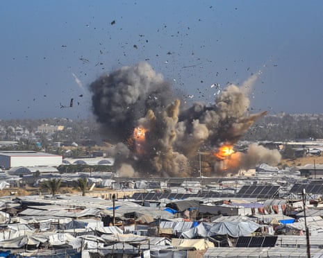 An Israeli airstrike targeted a camp which shelters displaced people in the southern Gaza Strip