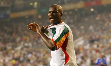 Papa Bouba Diop celebrates after scoring one of the World Cup’s most memorable goals, for Senegal against France in 2002.