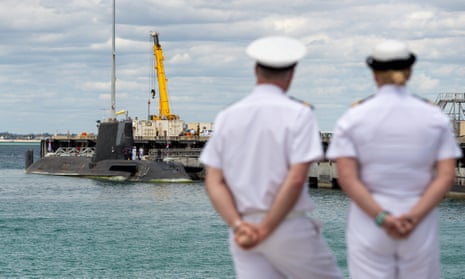 A British nuclear-powered submarine docks in Perth