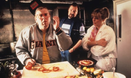 Alison Steadman with Timothy Spall (left) and Jim Broadbent in a scene from Life Is Sweet
