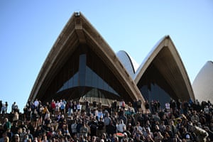 Spectators line the steps of the Sydney Opera House