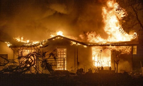 A house burns in the Zogg Fire near Ono, California, in September.