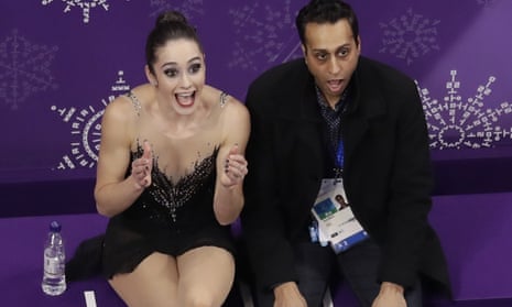 Kaetlyn Osmond of Canada reacts after receiving her scores.