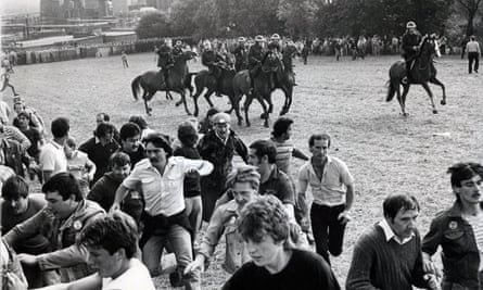 The confrontation between riot police and miners at Orgreave in 1984