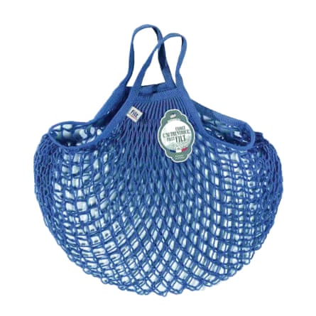 Blue string shopping bag