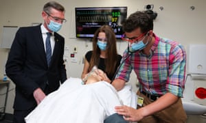 NSW premier Dominic Perrottet meets with medical intern graduates at the Royal North Shore hospital in Sydney last week.