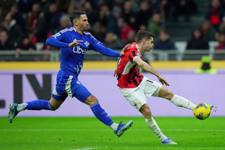 Christian Pulisic scores for Milan against Como astatine nan San Siro connected 15 March 2025.