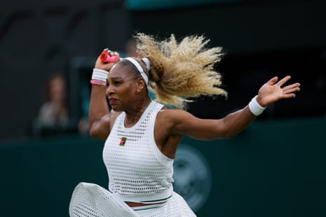 Serena Williams plays a shot to Maya Joint during