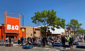 A queue outside a B&amp;Q store in April.