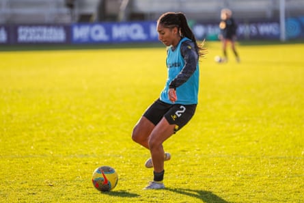 The Dominican Republic captain Lucia Léon trains