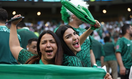 Saudi Arabia fans celebrate after the World Cup victory against Argentina.