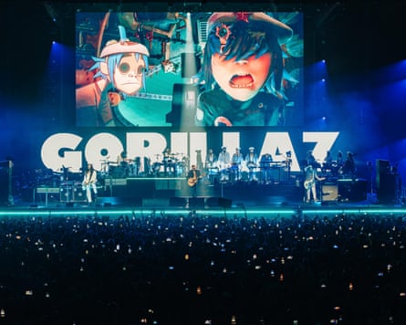 Gorillaz performing at the Copper Box Arena in London earlier this month.