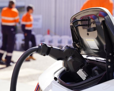 A vehicle charging via a plug-in cable