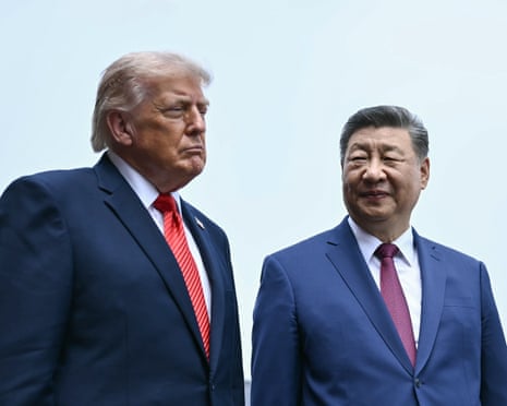 Donald Trump and Xi Jinping standing side by side