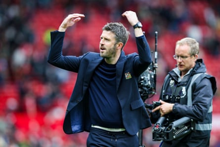 Michael Carrick celebrates beating Liverpool 3-2 at Old Trafford