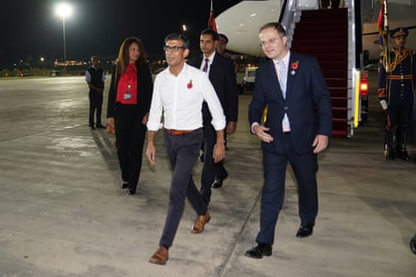 Rishi Sunak arriving in Sharm el-Sheikh last night for the Cop27 summit.