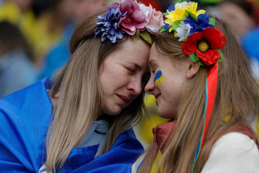 Ukrainian fans in Cardiff are showing the feelings that hang over the nation's people.