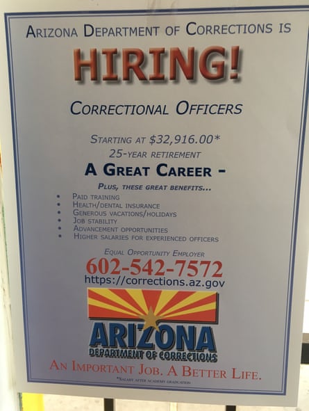 Correctional officer recruitment poster in Eloy, Arizona.