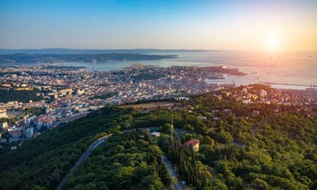 Sunset over Trieste, Italy.