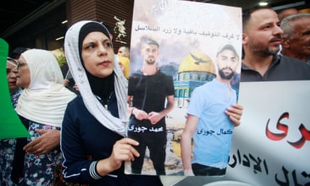 Palestinians take part in a protest in solidarity with prisoners held in Israeli jails, Nablus, West Bank, 15 August 2023