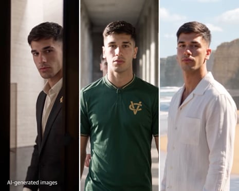 Three authorised AI-generated images of Socceroos player Cristian Volpato