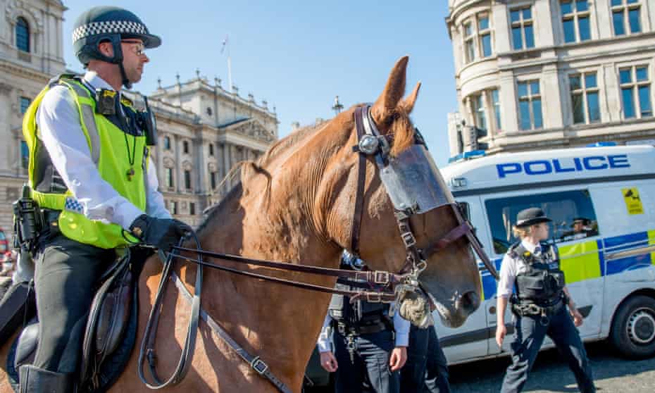 Mounted Met Police officer in the West End, London