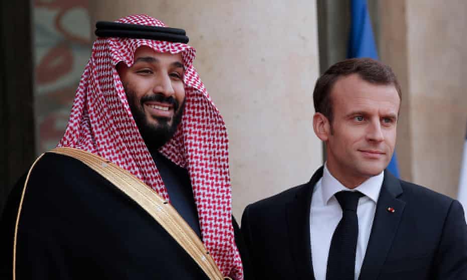 Crown Prince Mohammed bin Salman with the French president, Emmanuel Macron