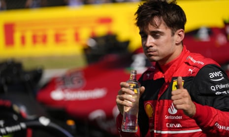 Charles Leclerc gives the thumbs up after securing pole position for the Spanish Grand Prix in Barcelona.